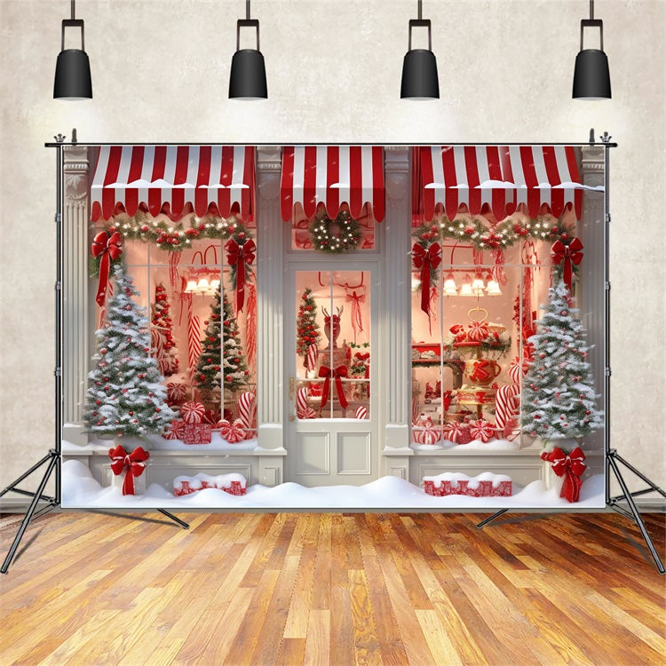 Christmas Tree Photography Backdrop Candy Shop Window Backdrop UK BRP11-202