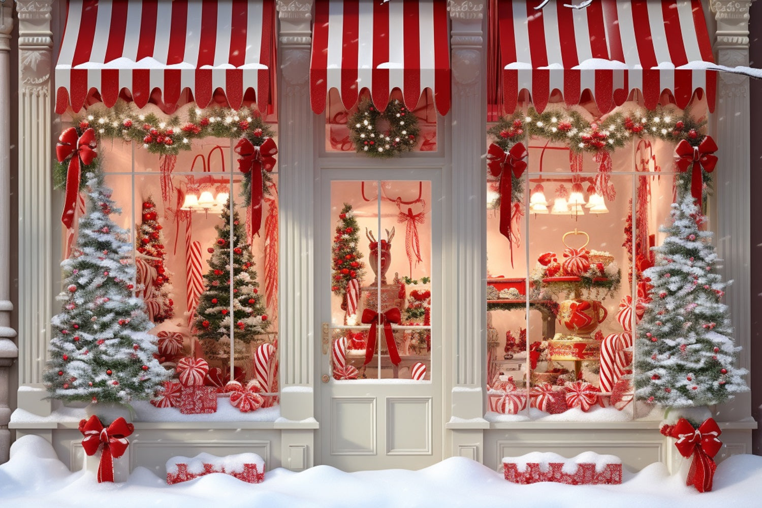 Christmas Tree Photography Backdrop Candy Shop Window Backdrop UK BRP11-202