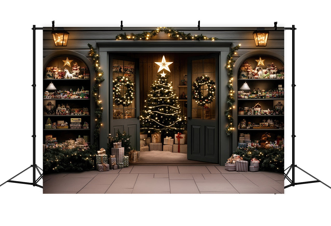 Christmas Trees Backdrop Elegant Doorway Garland Backdrop UK BRP11-205