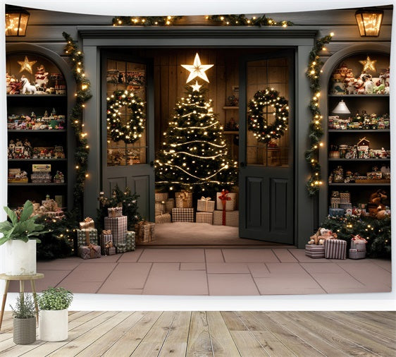 Christmas Trees Backdrop Elegant Doorway Garland Backdrop UK BRP11-205