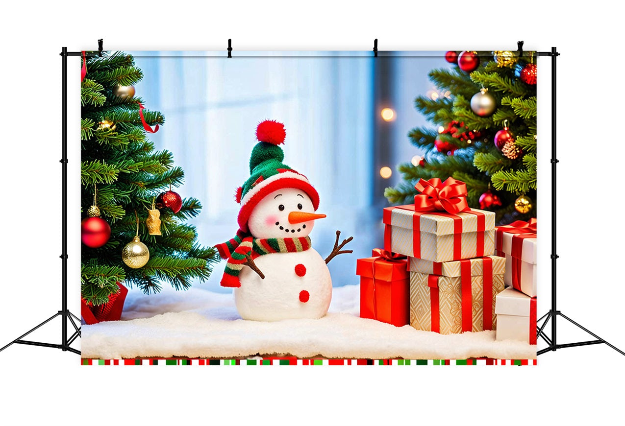 Backdrops For Christmas Snowman Tree Gifts Backdrop UK BRP11-206