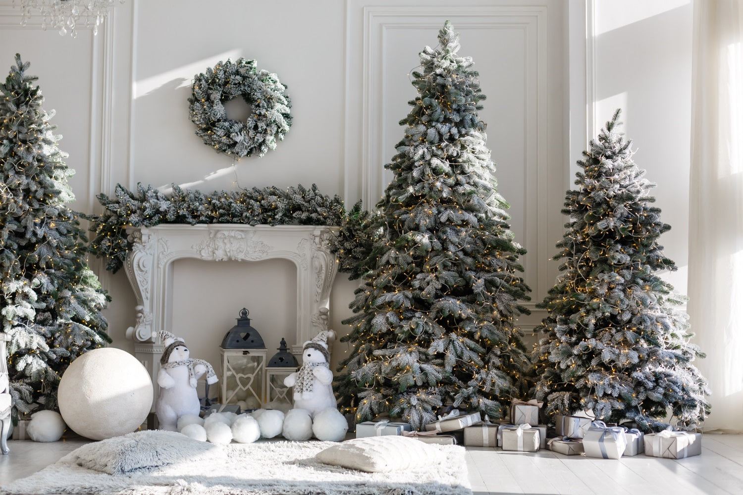 Growing Christmas Tree Backdrop Frosted Hearth Setting Backdrop UK BRP11-208