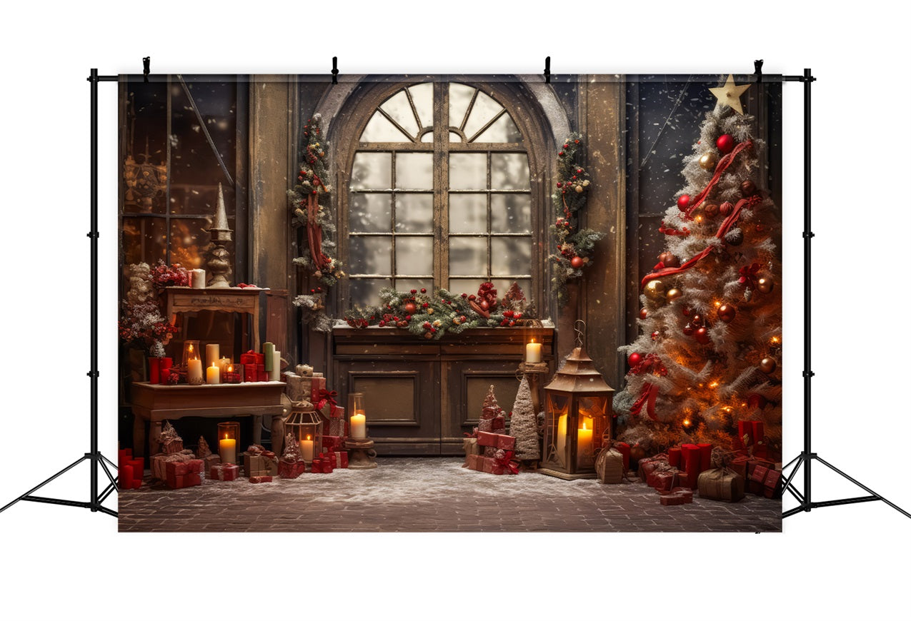 Christmas Window Backdrop Wreath Tree Decor Backdrop UK BRP11-210