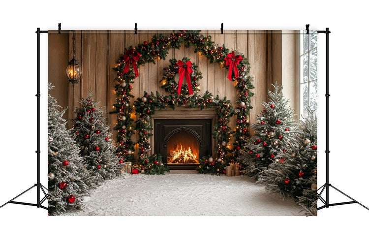 Fireplace Backdrop Christmas Arch Snowy Trees Backdrop UK BRP11-218