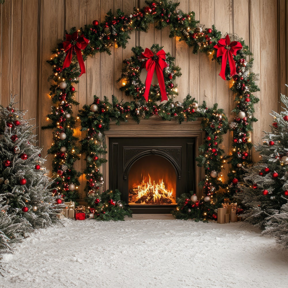 Fireplace Backdrop Christmas Arch Snowy Trees Backdrop UK BRP11-218