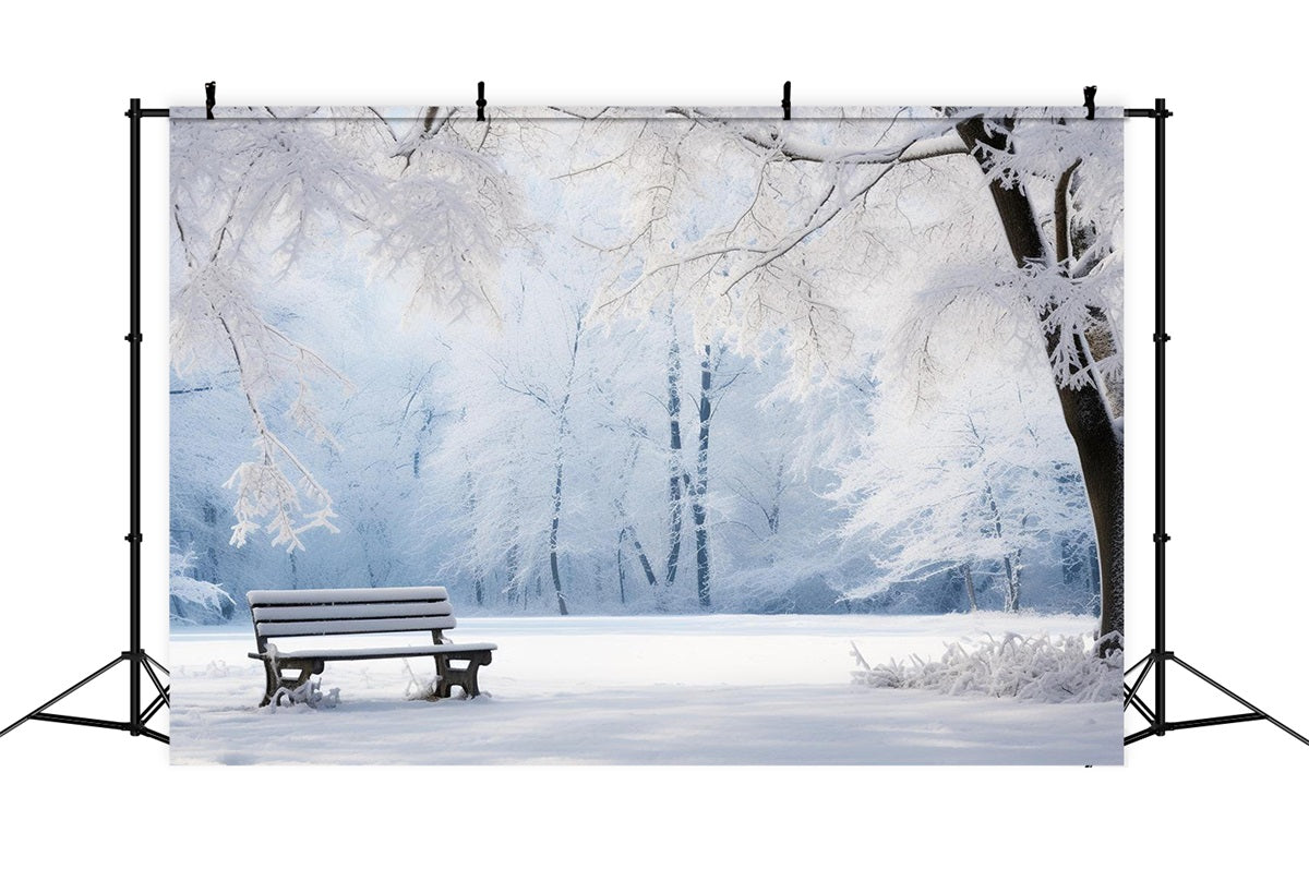 Winter Serene Backdrops Snow-Covered Park Bench Backdrop UK BRP11-22