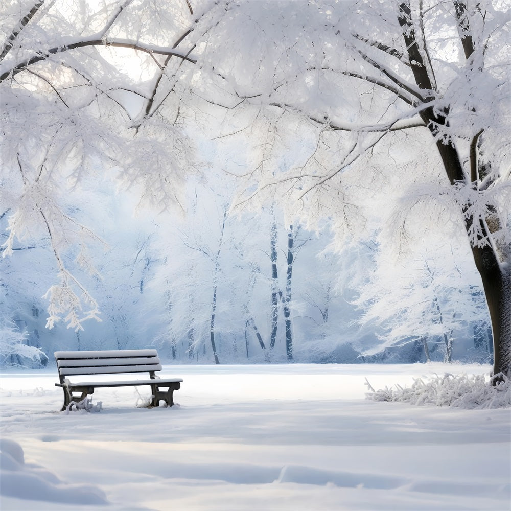 Winter Serene Backdrops Snow-Covered Park Bench Backdrop UK BRP11-22