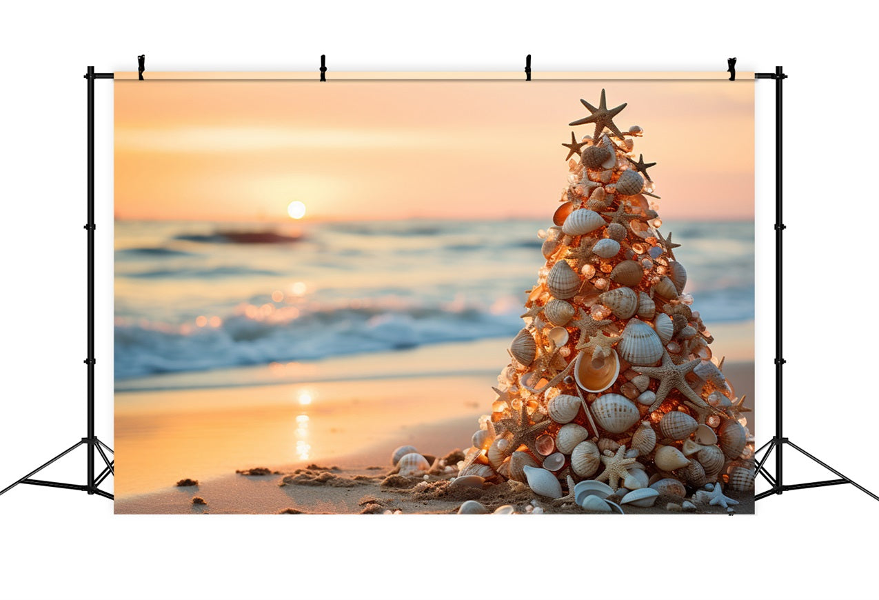 Backdrop For Christmas Beach Sunset Seashell Backdrop UK BRP11-226