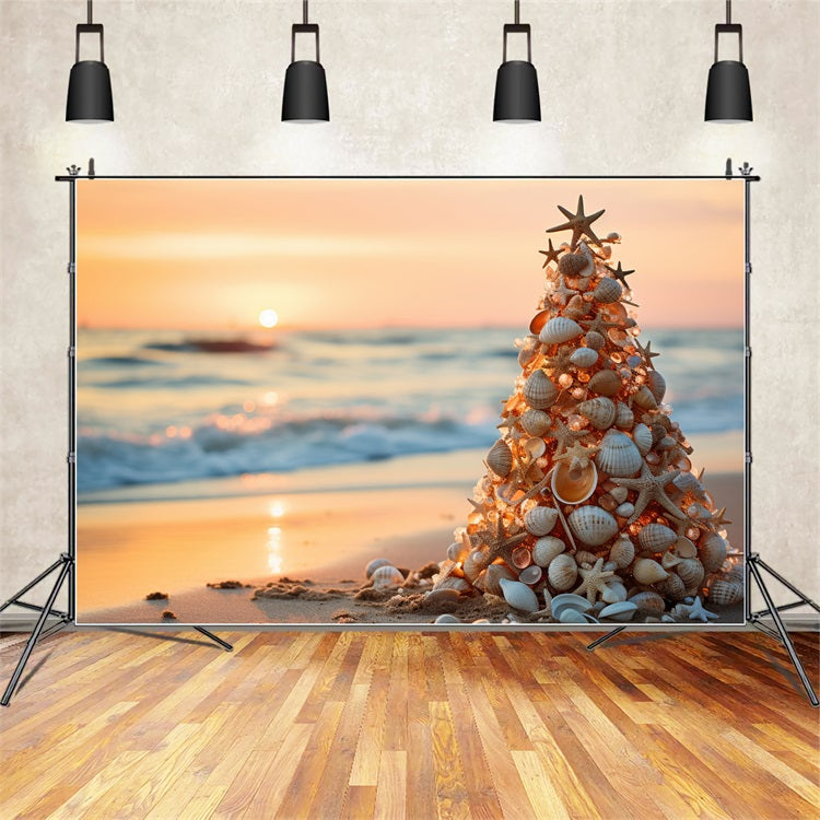 Backdrop For Christmas Beach Sunset Seashell Backdrop UK BRP11-226