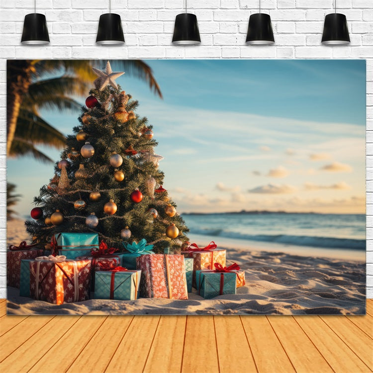 Christmas Photo Booth Backdrop Tree Beach Decor Backdrop UK BRP11-228