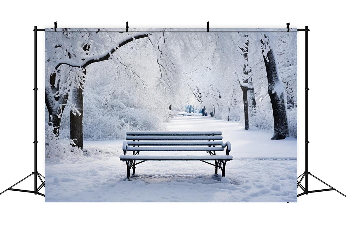 Winter Backdrops Photography Blissful Park Scene Bench Backdrop UK BRP11-23