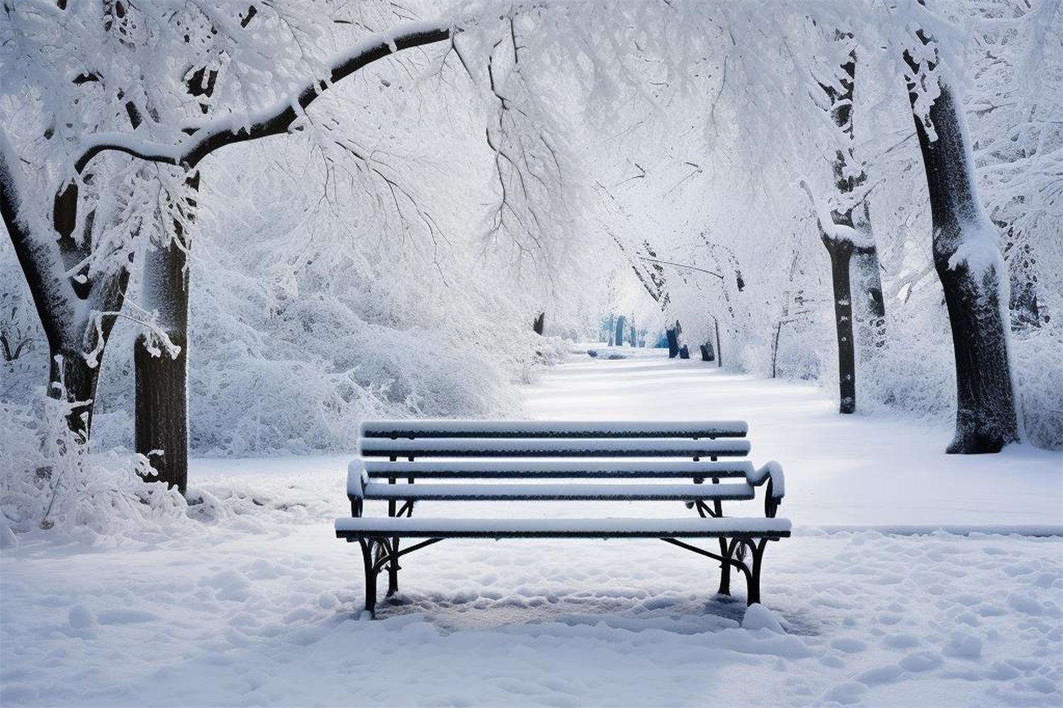 Winter Backdrops Photography Blissful Park Scene Bench Backdrop UK BRP11-23