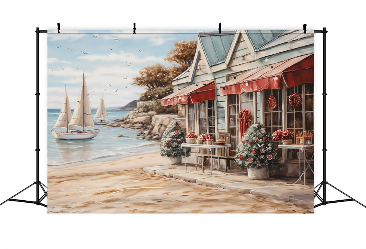 Christmas Scene Backdrops Nautical Table Coastal Wreath Backdrop UK BRP11-233