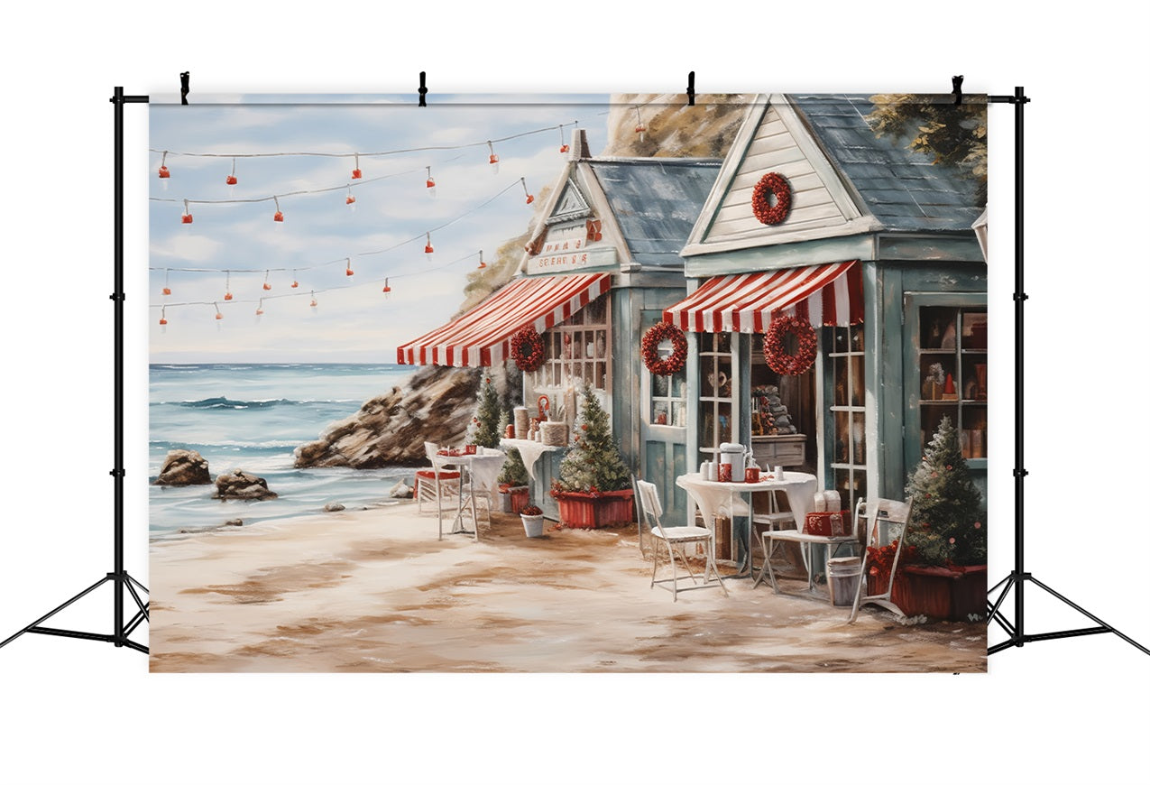 Outdoor Christmas Backdrops Seaside Tables Awning Backdrop UK BRP11-234