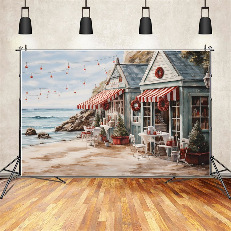 Outdoor Christmas Backdrops Seaside Tables Awning Backdrop UK BRP11-234