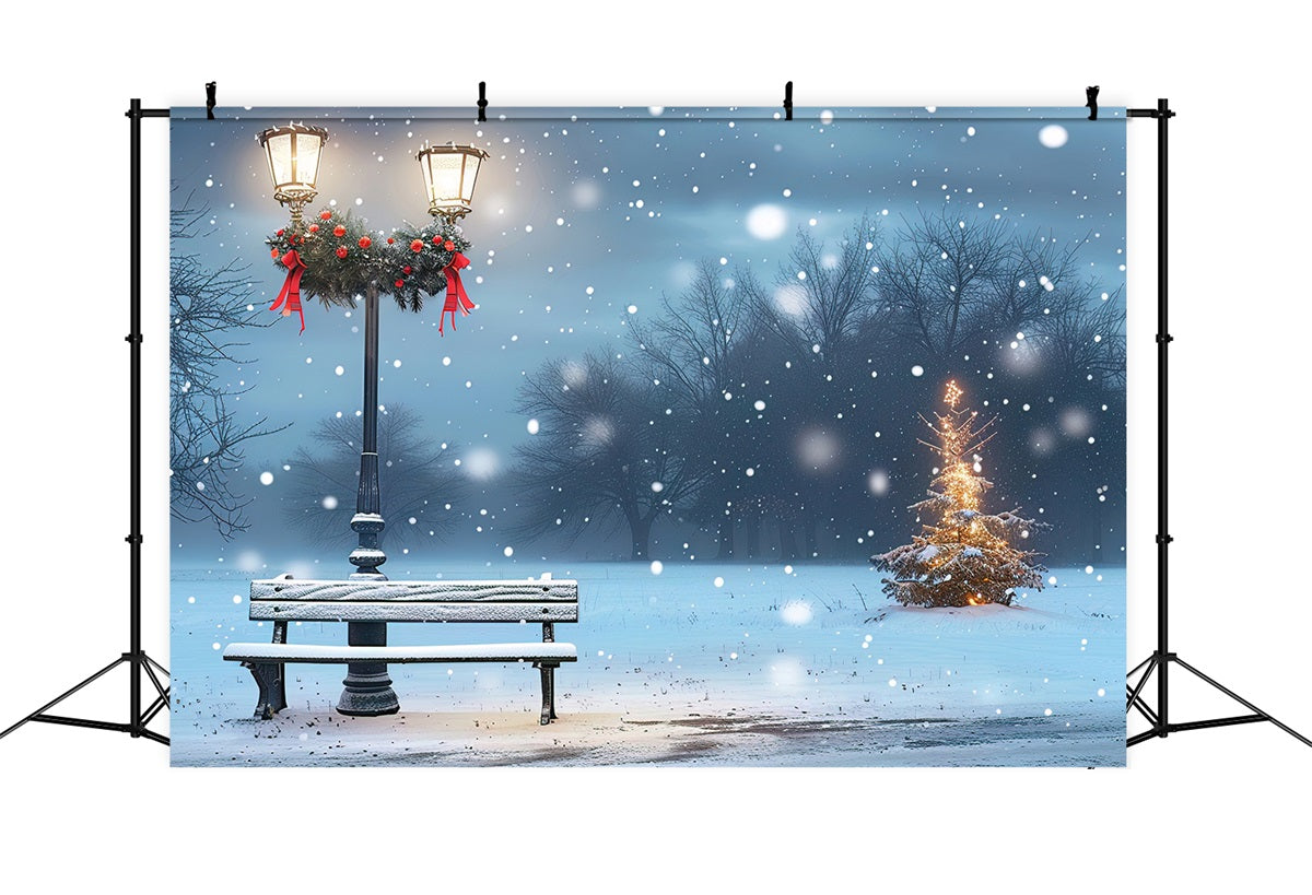 Winter Backdrop Photography Cozy Holiday Park Scene Backdrop UK BRP11-24