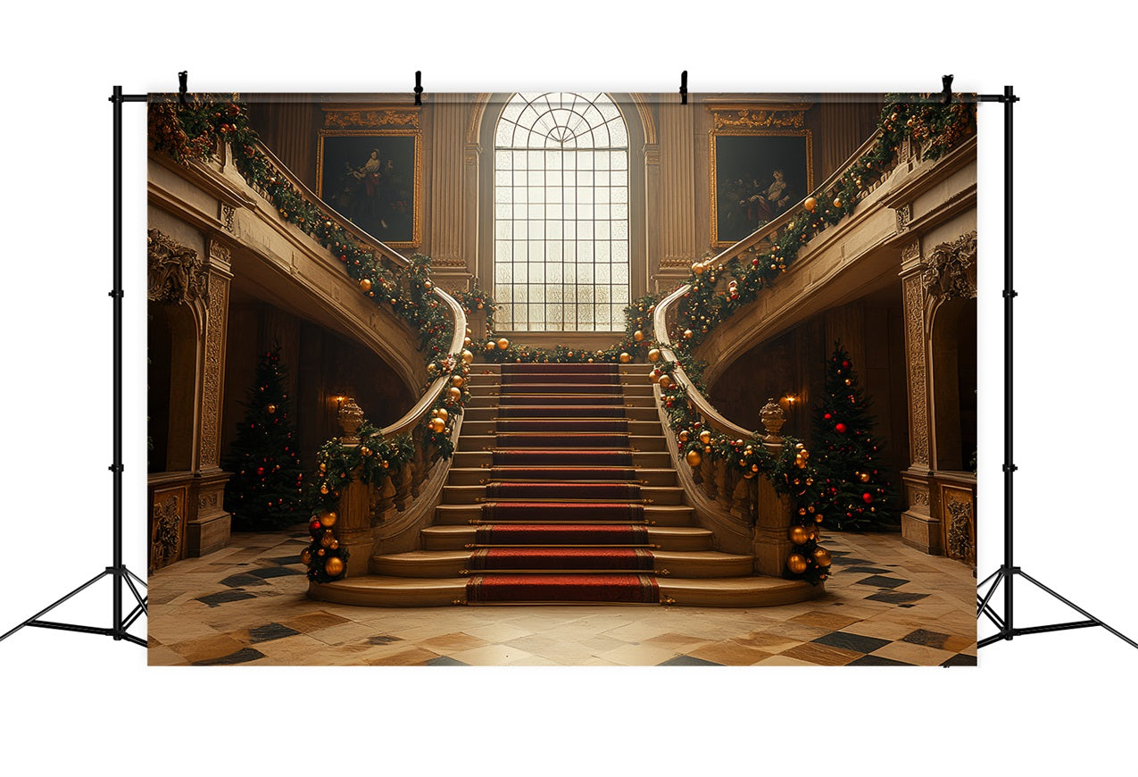 Christmas Backdrop Grand Spiral Staircase Celebration Backdrop UK BRP11-242