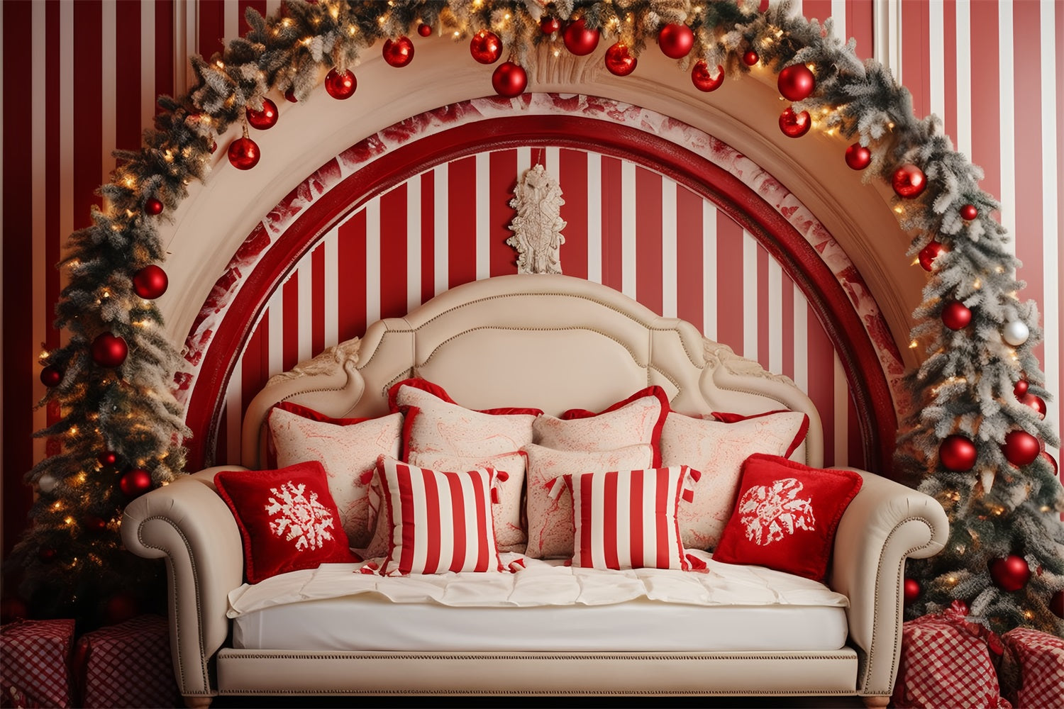 Christmas Headboard Backdrop Room Red White Theme Backdrop UK BRP11-248