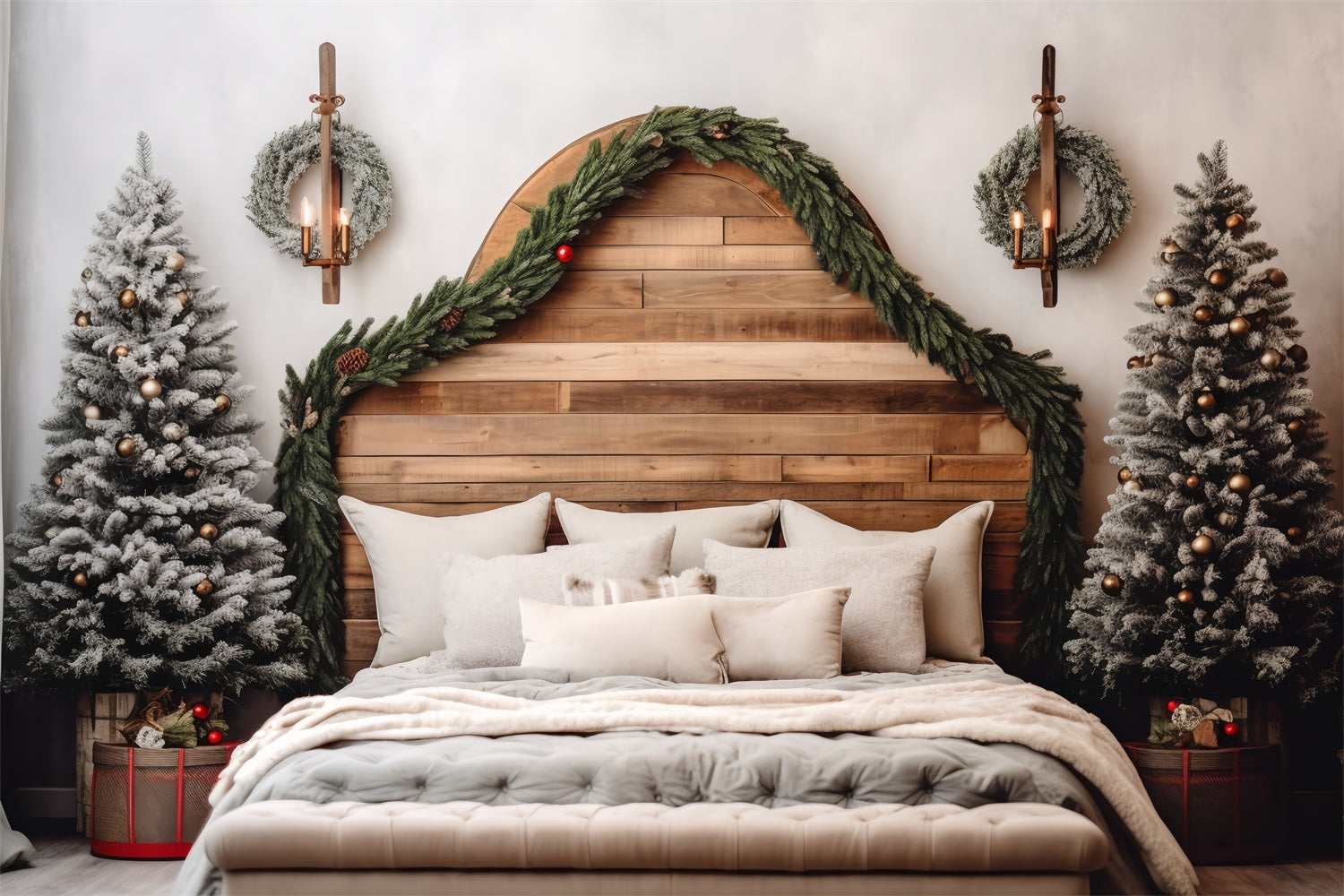 Christmas Headboard Backdrop Trees Bedroom Decor Backdrop UK BRP11-250