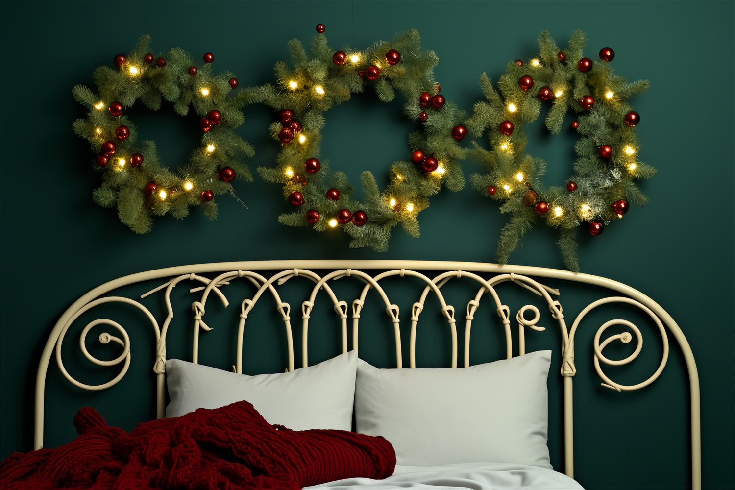 Christmas Headboard Photography Backdrop Minimalist Wreath Bedroom Backdrop UK BRP11-251