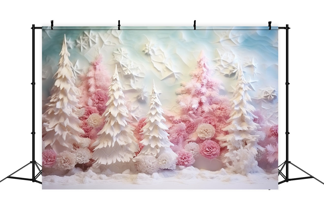 Winter Backdrop Pastel Pink Frosted Forest Backdrop UK BRP11-255