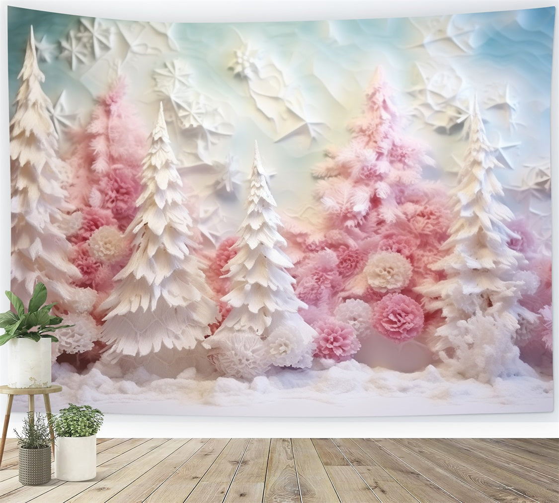 Winter Backdrop Pastel Pink Frosted Forest Backdrop UK BRP11-255