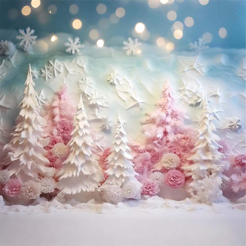 Winter Backdrop Pastel Pink Frosted Forest Backdrop UK BRP11-255