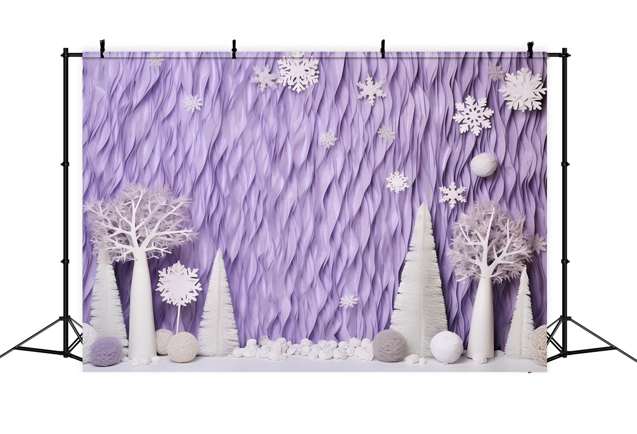 Winter Backdrops Lavender Frosted Trees Snowflakes Backdrop UK BRP11-256