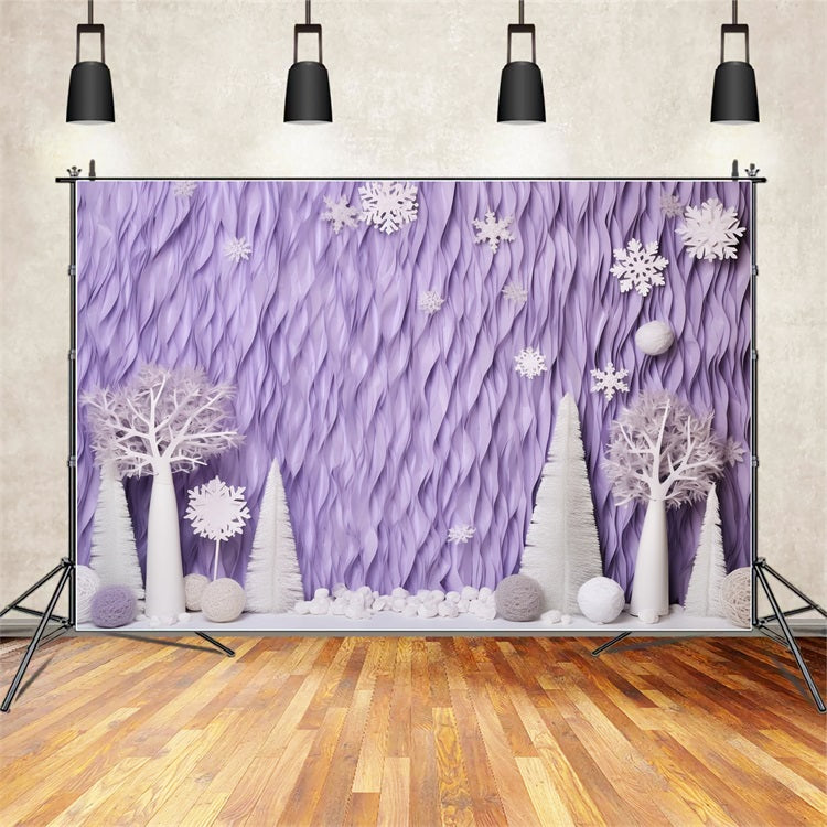 Winter Backdrops Lavender Frosted Trees Snowflakes Backdrop UK BRP11-256