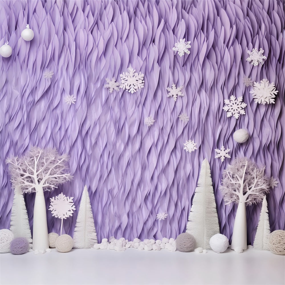 Winter Backdrops Lavender Frosted Trees Snowflakes Backdrop UK BRP11-256