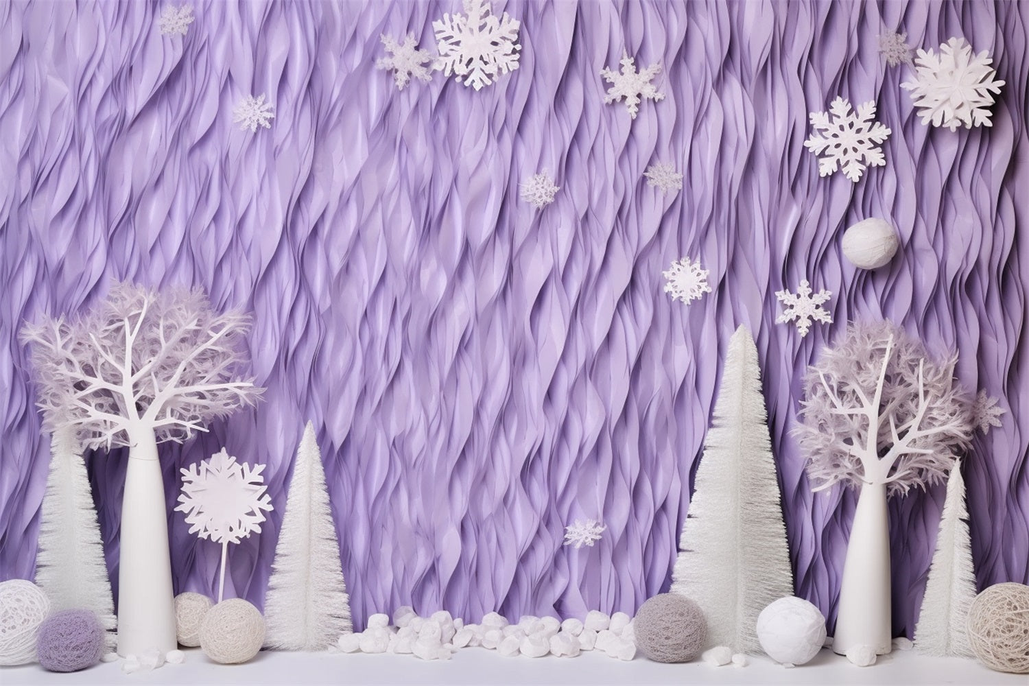 Winter Backdrops Lavender Frosted Trees Snowflakes Backdrop UK BRP11-256