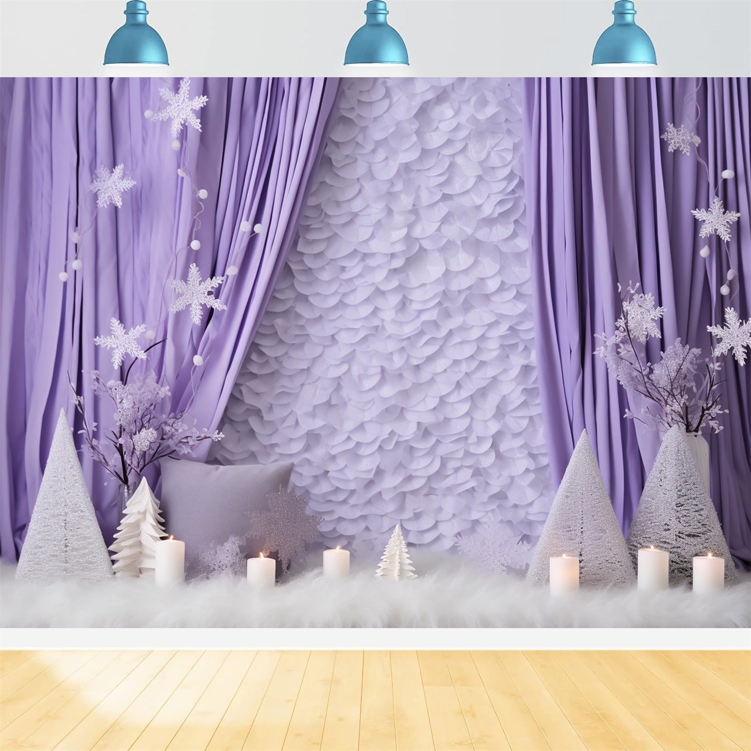 Winter Scene Backdrop Dreamy Purple Snow Backdrop UK BRP11-257