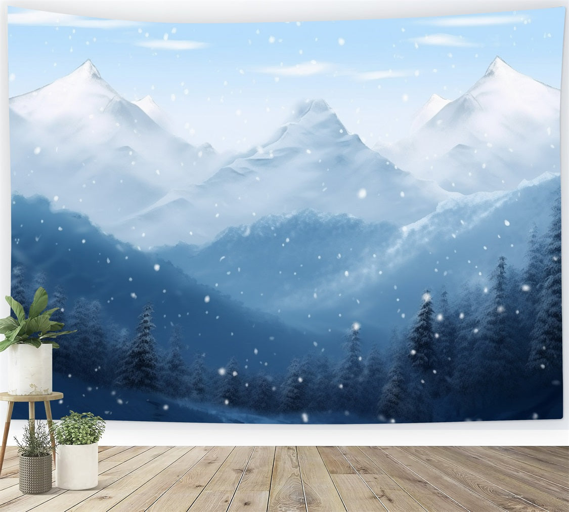 Winter Wonderland Backdrops Snow-Covered Mountains Backdrop UK BRP11-259