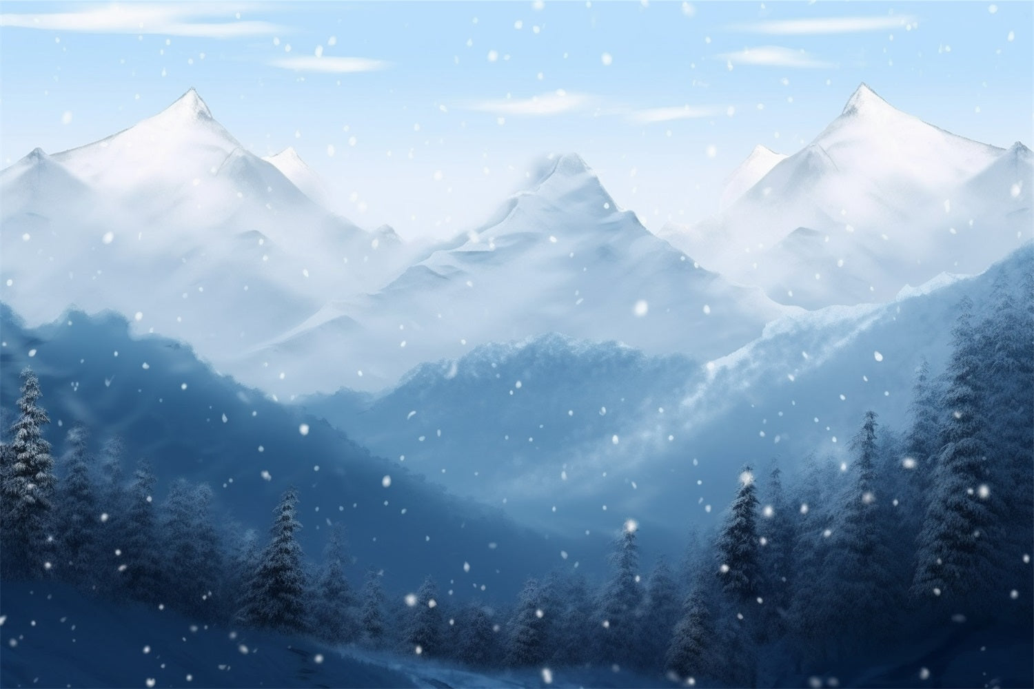 Winter Wonderland Backdrops Snow-Covered Mountains Backdrop UK BRP11-259