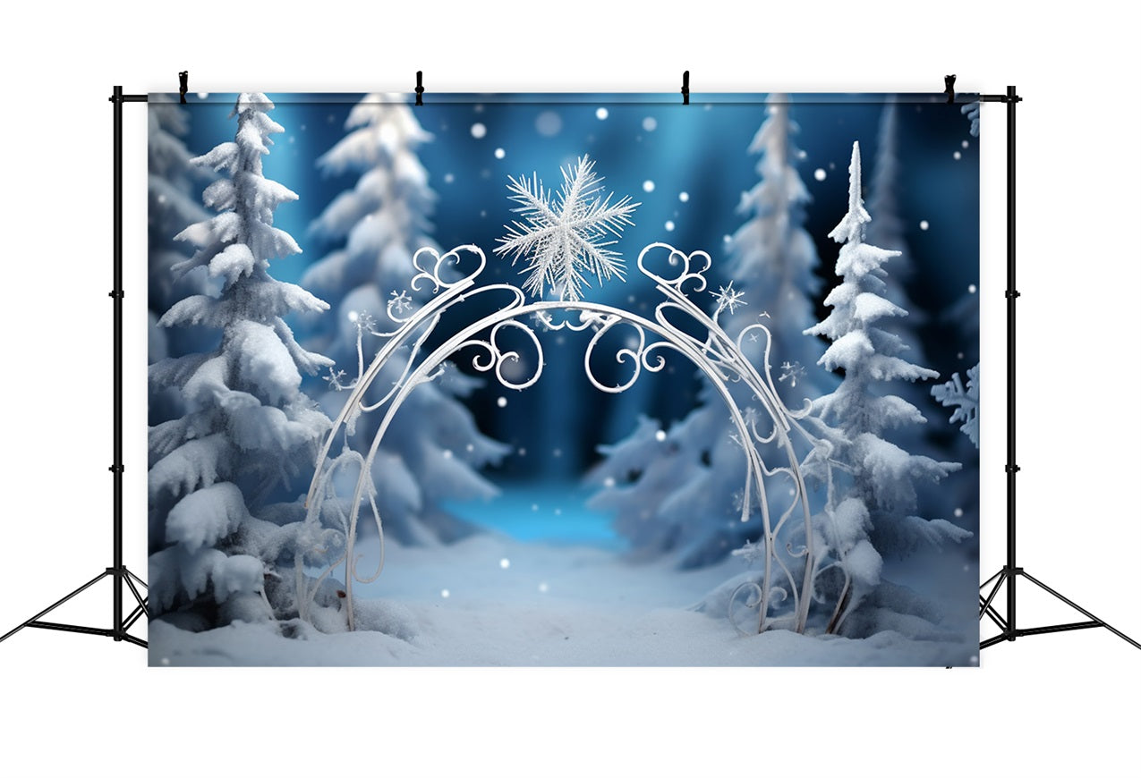 Winter Forest Backdrops Sparkling Snowflake Arch Backdrop UK BRP11-261