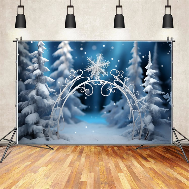 Winter Forest Backdrops Sparkling Snowflake Arch Backdrop UK BRP11-261