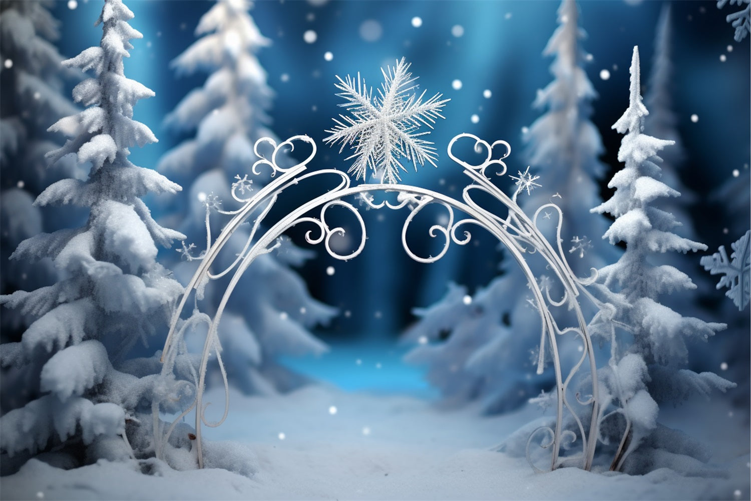 Winter Forest Backdrops Sparkling Snowflake Arch Backdrop UK BRP11-261