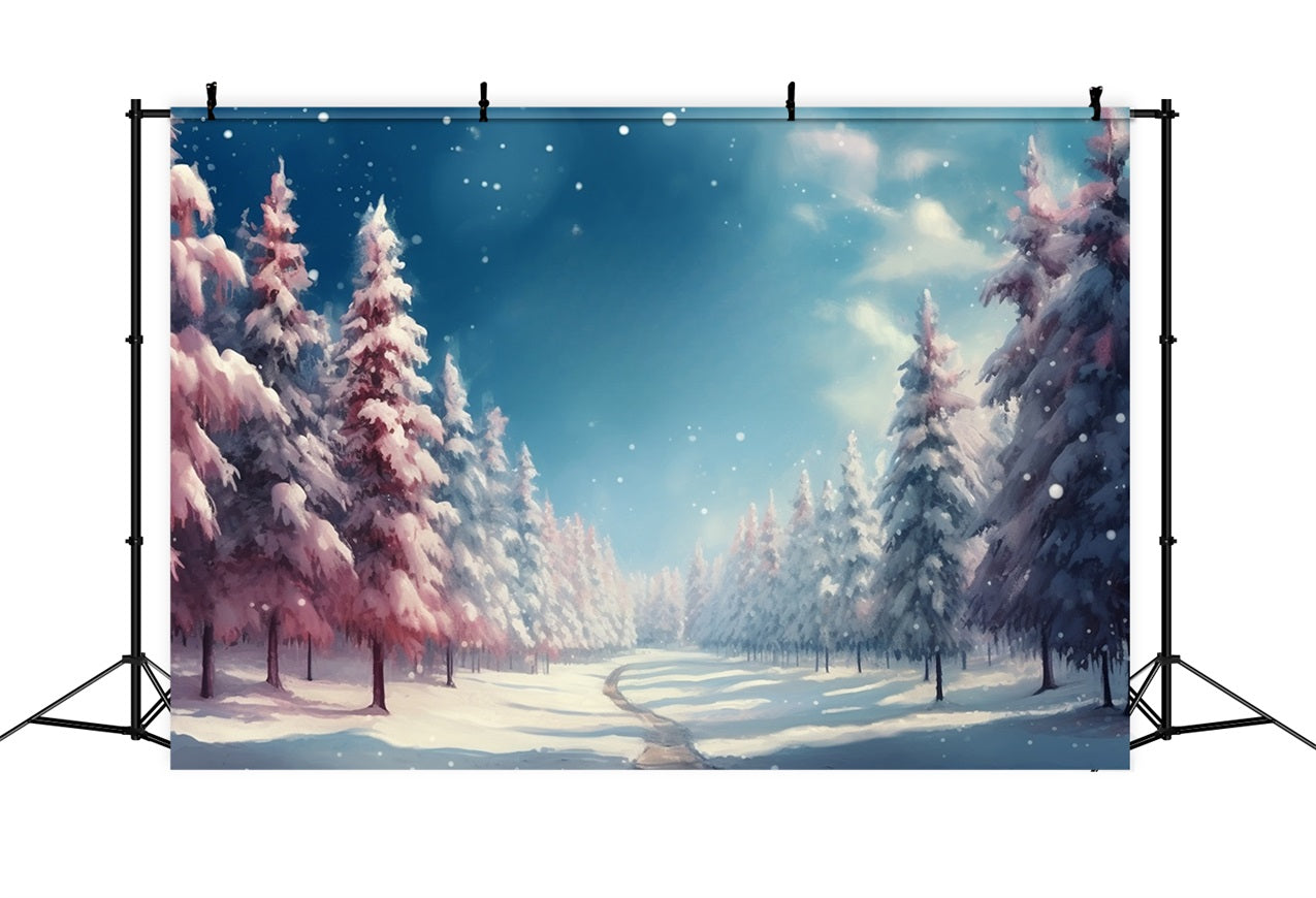 Winter Forest Backdrops Pink White Snowy Backdrop UK BRP11-264