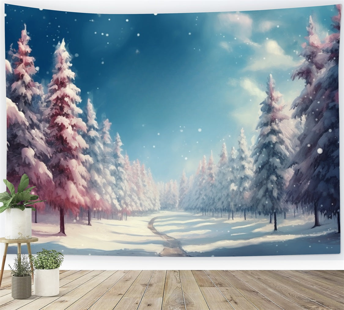 Winter Forest Backdrops Pink White Snowy Backdrop UK BRP11-264