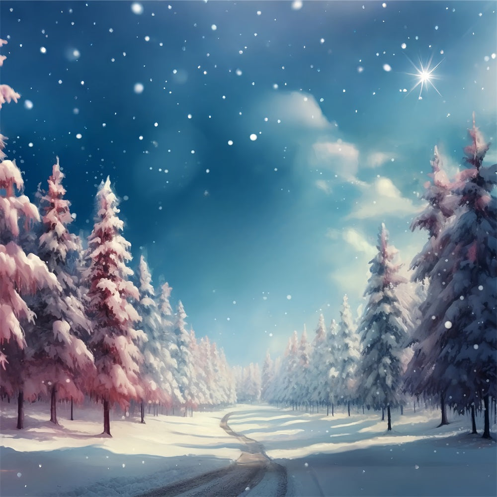 Winter Forest Backdrops Pink White Snowy Backdrop UK BRP11-264