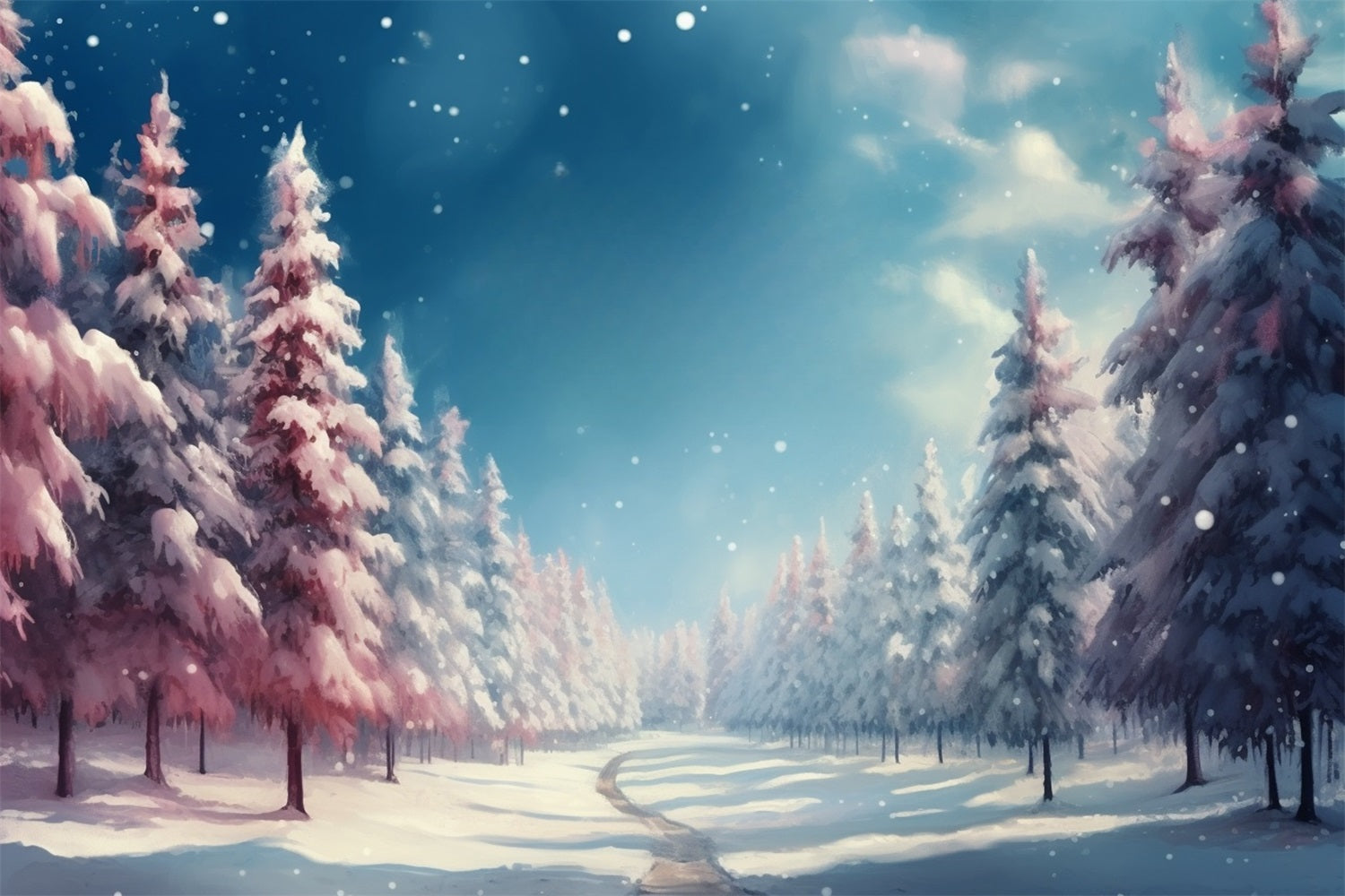 Winter Forest Backdrops Pink White Snowy Backdrop UK BRP11-264