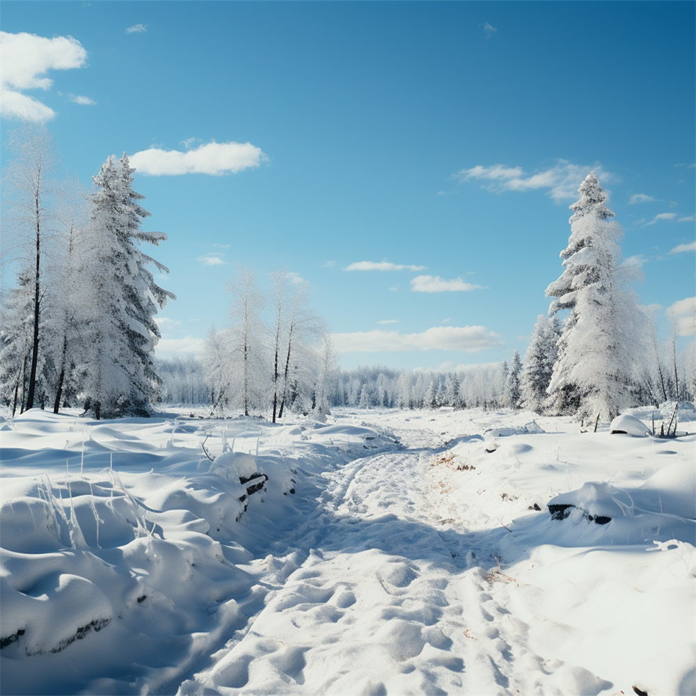 Winter Woods Backdrop Frosted Trees Blue Sky Backdrop UK BRP11-266