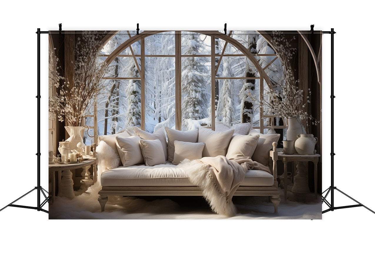 Winter Photography Backdrops Nordic Style Arched Window Backdrop UK BRP11-269