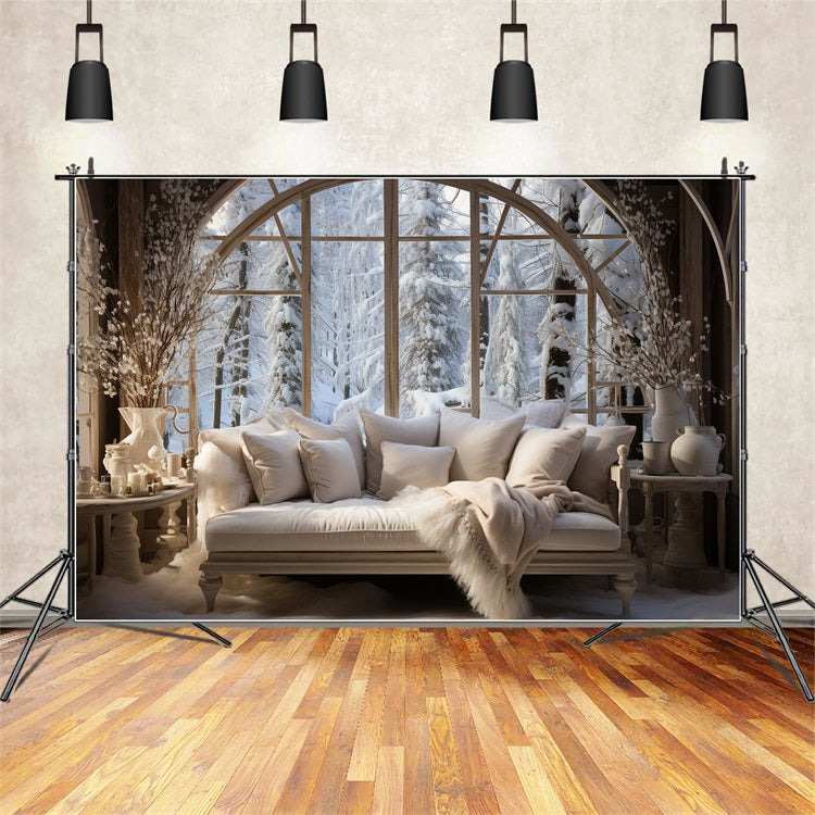 Winter Photography Backdrops Nordic Style Arched Window Backdrop UK BRP11-269