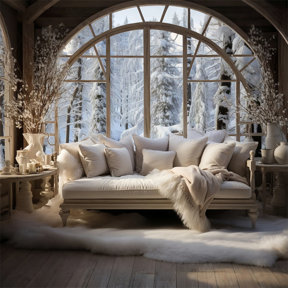 Winter Photography Backdrops Nordic Style Arched Window Backdrop UK BRP11-269