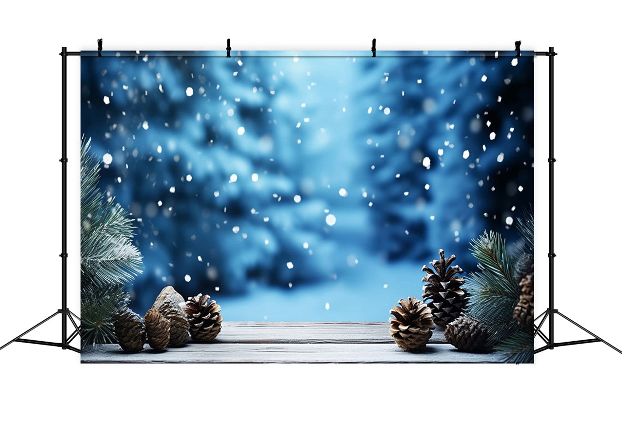 Photo Backdrop Winter Frosty Pinecones Green Branch Backdrop UK BRP11-276