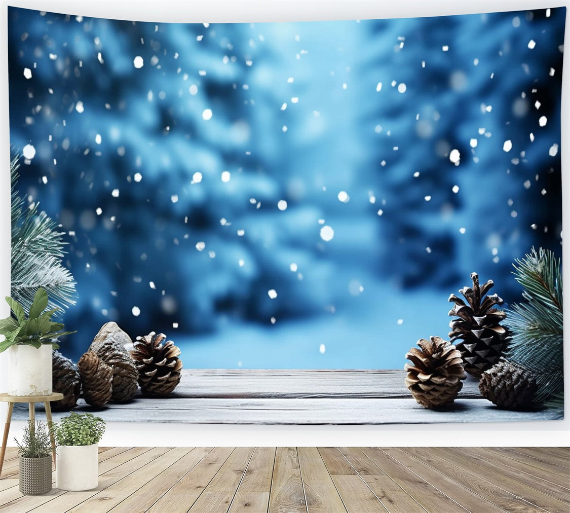 Photo Backdrop Winter Frosty Pinecones Green Branch Backdrop UK BRP11-276