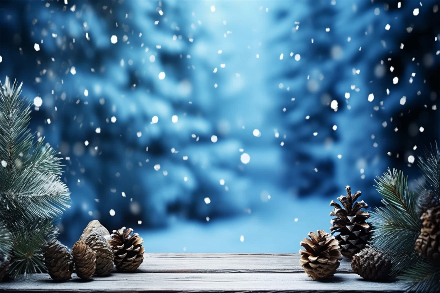 Photo Backdrop Winter Frosty Pinecones Green Branch Backdrop UK BRP11-276