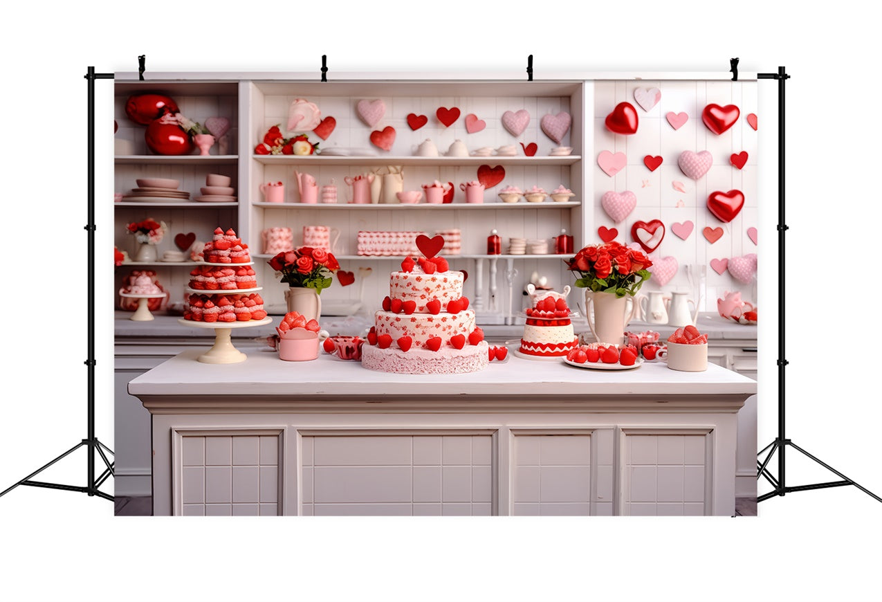 Valentine Backdrop Rose Cake-Laden Kitchen Scene Backdrop UK BRP11-277