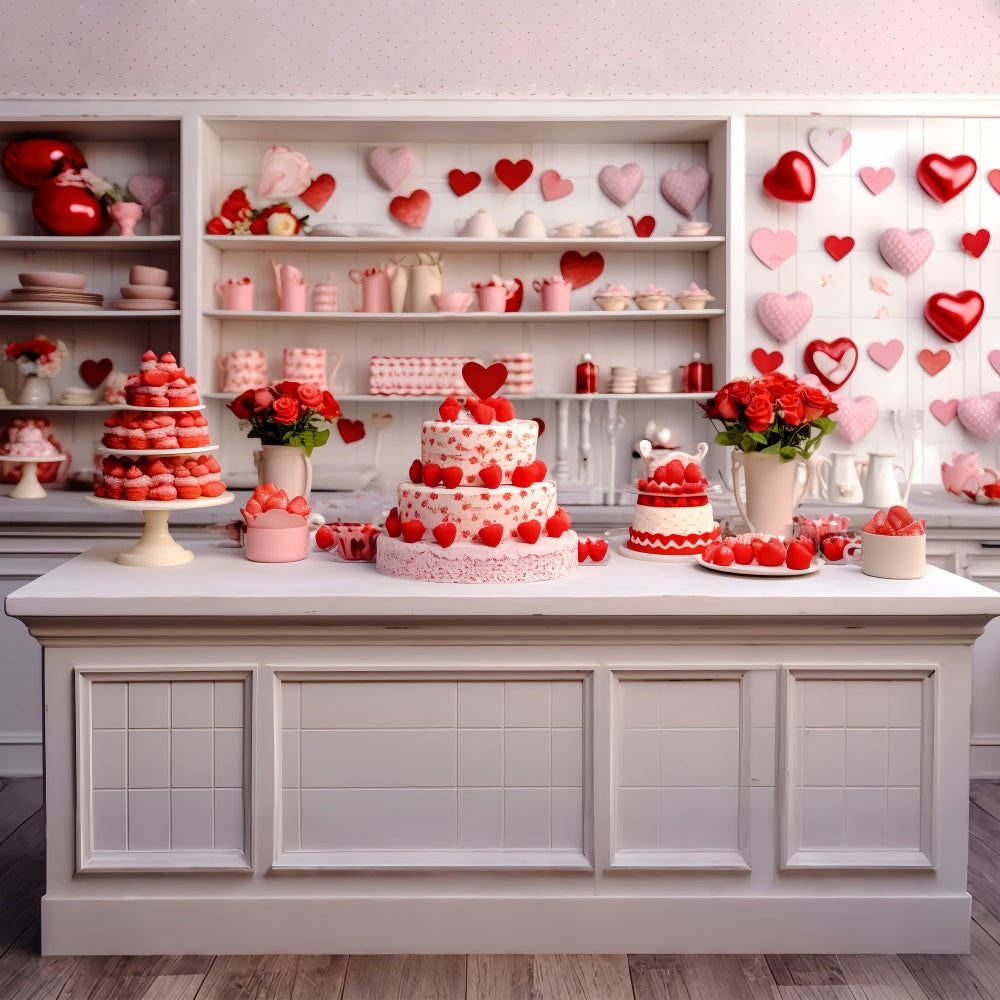 Valentine Backdrop Rose Cake-Laden Kitchen Scene Backdrop UK BRP11-277